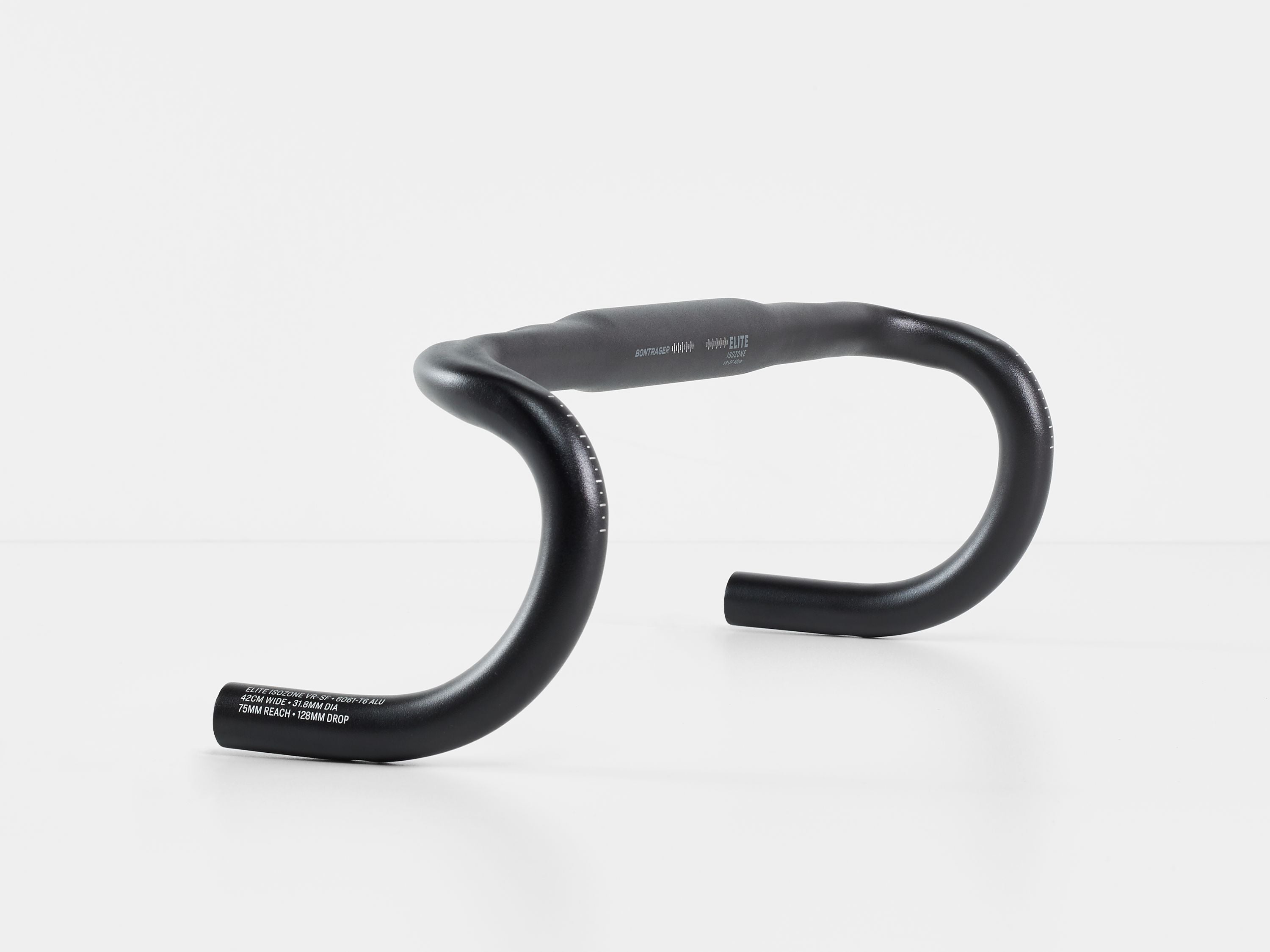 Bontrager Elite Isozone VR-SF road handlebar with vibration-damping pads for enhanced comfort and control during cycling.