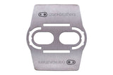 Crankbrothers MTB pedal shoe shields with durable carbon sole protection in silver for cleats and bike shoes.
