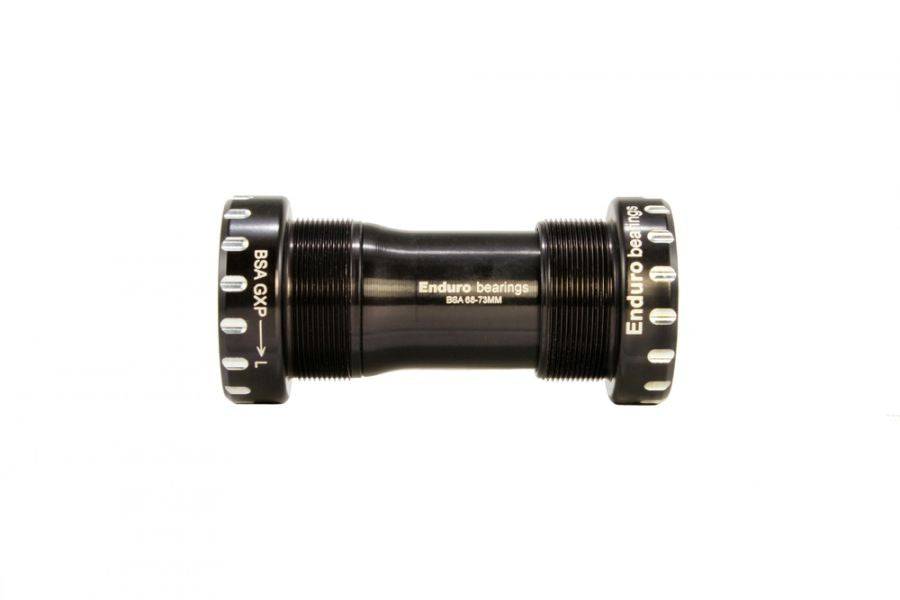 Enduro Bearings Ceramic Zero BSA bottom bracket with black GXP threaded shell, 73mm shell width, for bike components.