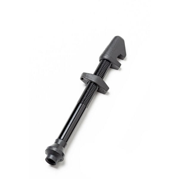 DT Swiss lightweight aluminum tubeless valve in black for 36-48mm deep rims, designed for bike wheel components.