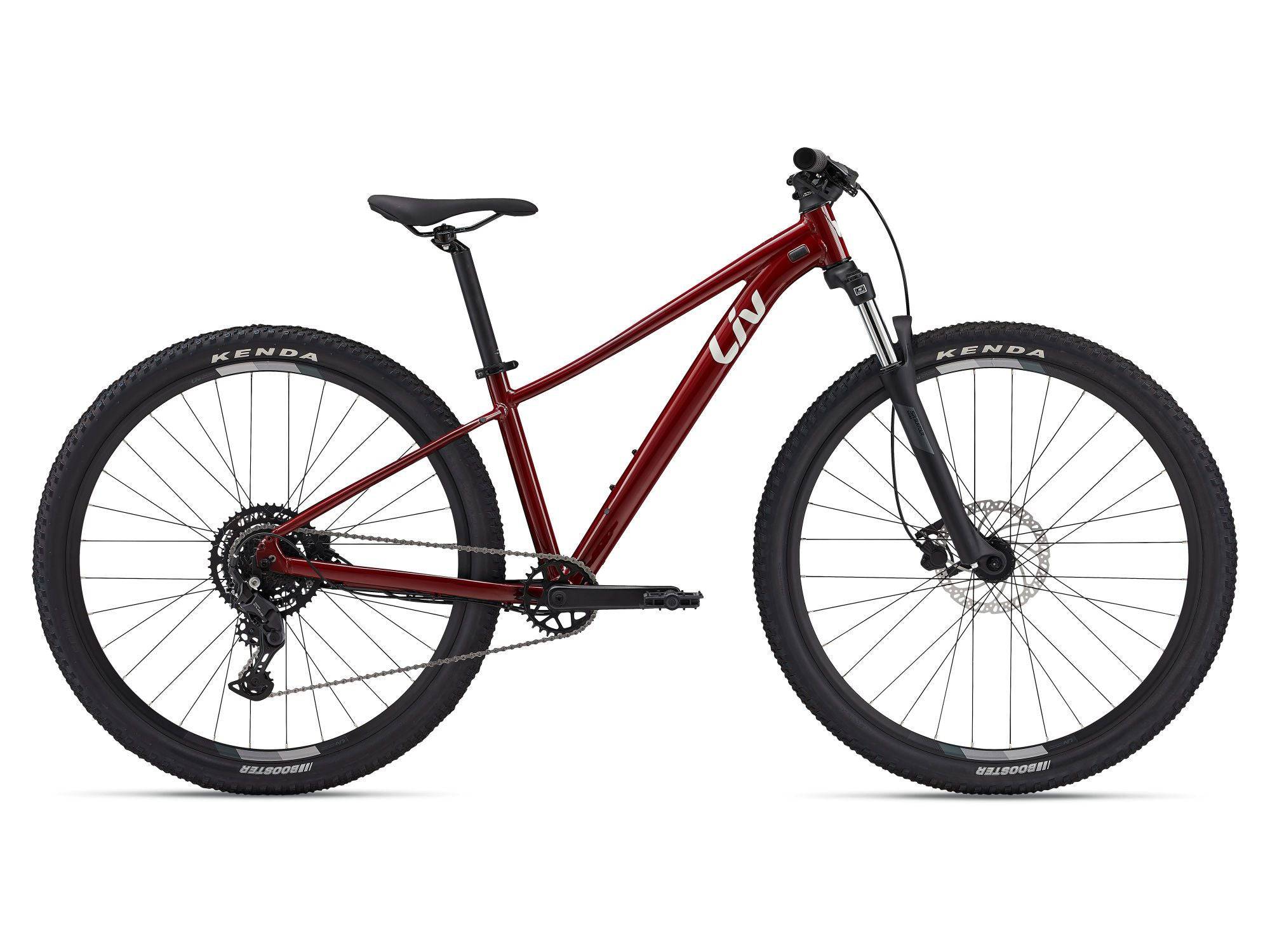 Liv Tempt 2 mountain bike 2024 with Shimano CUES U4000 drivetrain and disc brakes, shown outdoors on a trail.