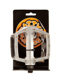 Fat Spanner Fattys Flatties Dobber silver alloy flat pedals with pins, designed for mountain biking and bike components.