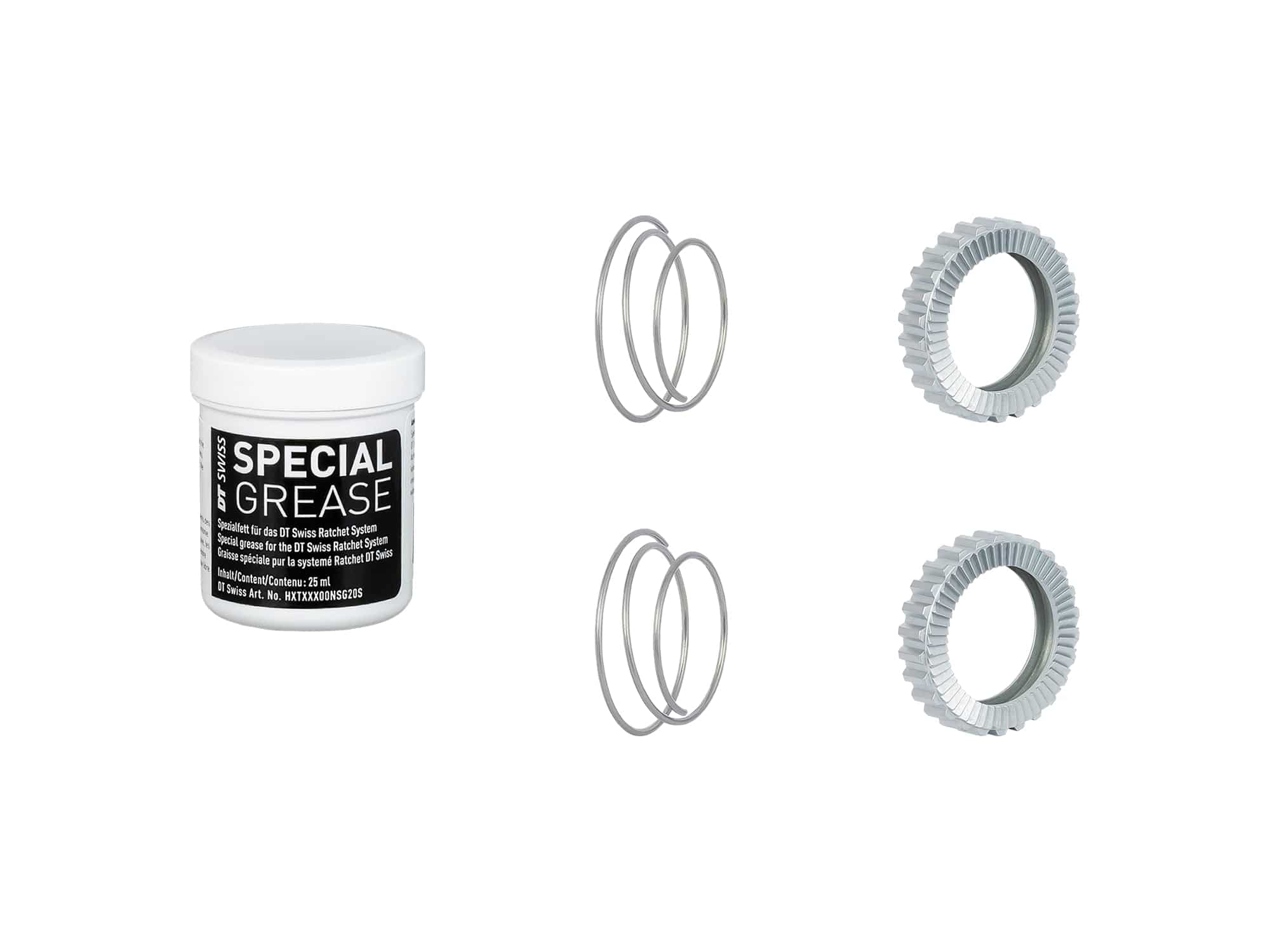 Bontrager DT Swiss 54-tooth superlight star ratchet kit for rear hub in silver, compatible with 130, 135, 142, 148mm OLD.