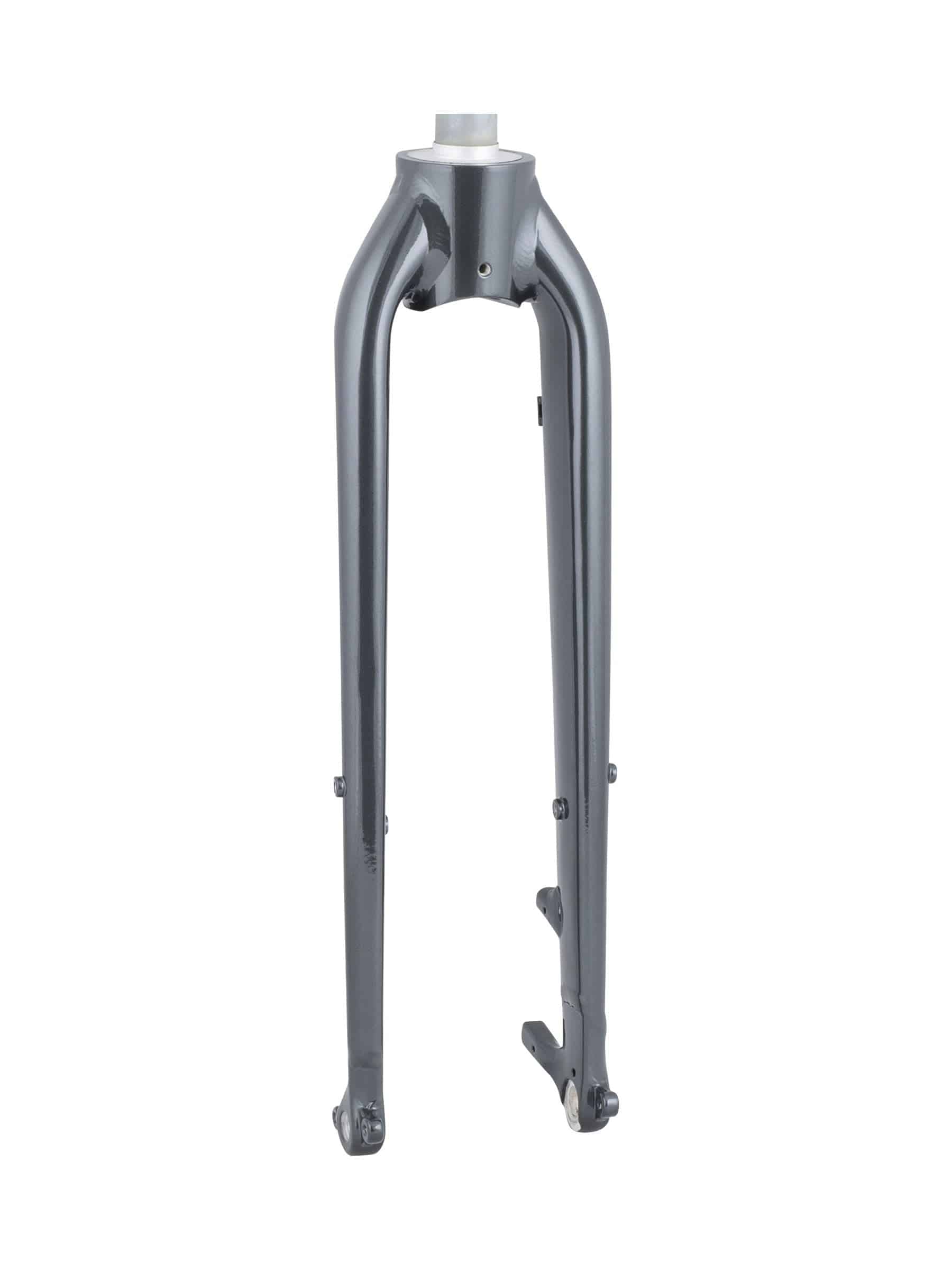 Trek Diamant Allant+ 7-9 lithium grey road bike rigid forks with 700c wheels, shown on a Trek e-bike component.