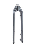 Trek Diamant Allant+ 7-9 lithium grey road bike rigid forks with 700c wheels, shown on a Trek e-bike component.