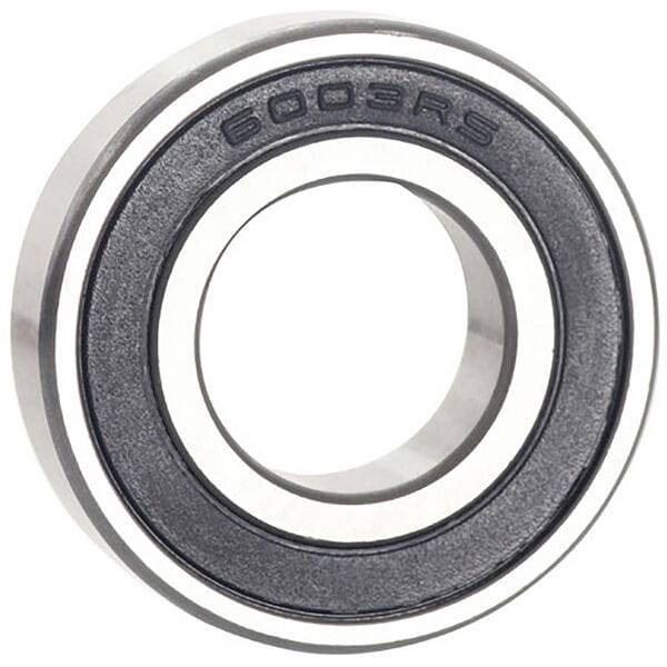 M Part 6003 2RS cartridge bearing for bicycle hubs and wheels, ABEC-3, showing the bearing's metal casing and rubber seals.
