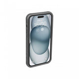 Topeak iPhone 15 Plus Ridecase in black with flip stand and charging support, designed as a protective accessory for cycling.
