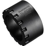 Shimano Workshop TL-FC38 adapter removal tool for DU-E6000 and DU-E6001 e-bike workshop use, shown in use or on a workbench.