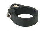 System EX Carbon Seatpost Clamp 13mm alloy bike component showing the black clamp with branding and mounting hardware.