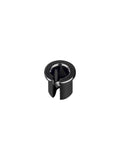 Black Trek chainstay derailleur cable stop, round shape, bike component for replacing cable stops on bike frames.