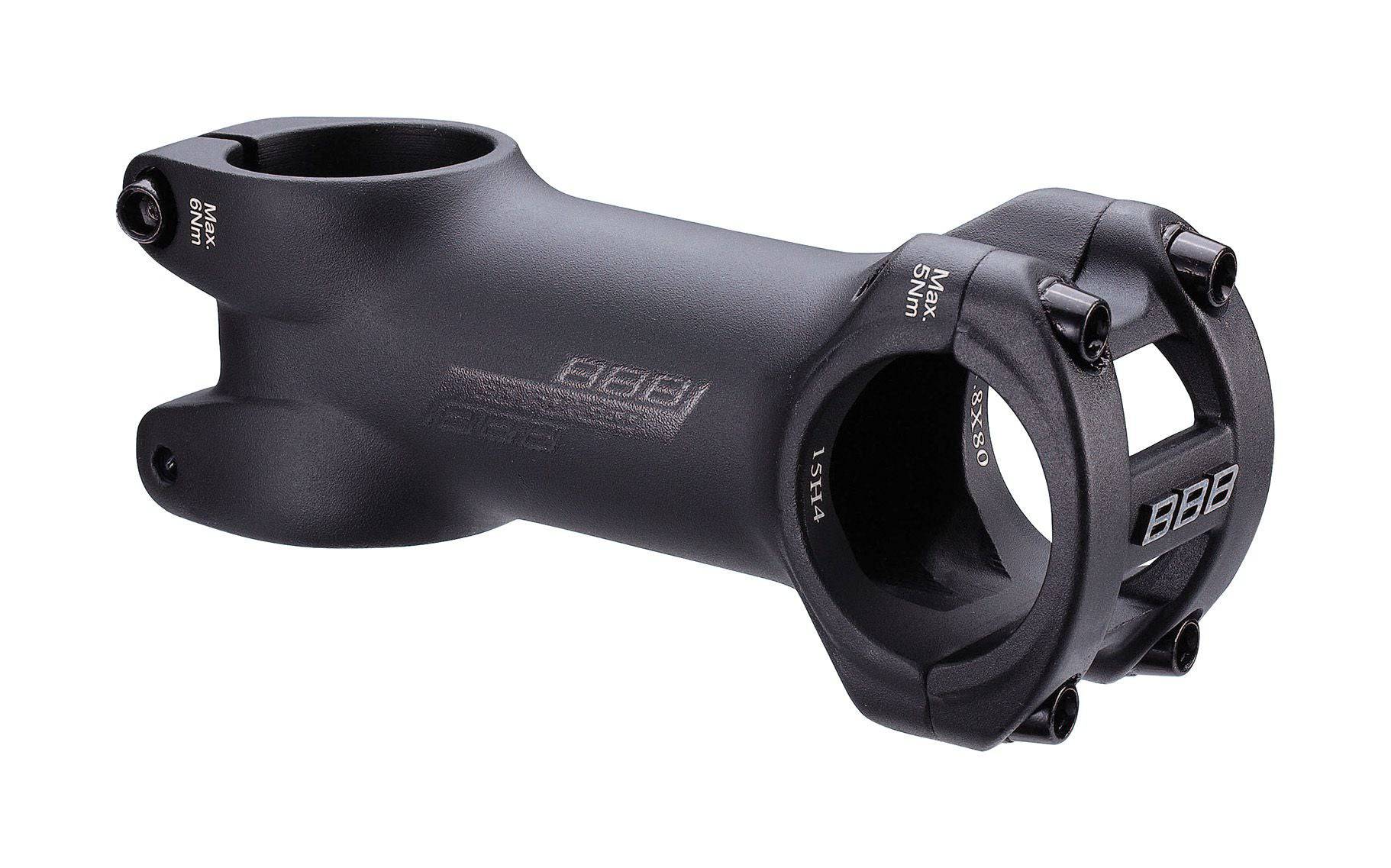 BBB Roadforce II Stem BHS-08 for 31.8mm oversized road handlebars, 6° angle, bike component with sleek black finish