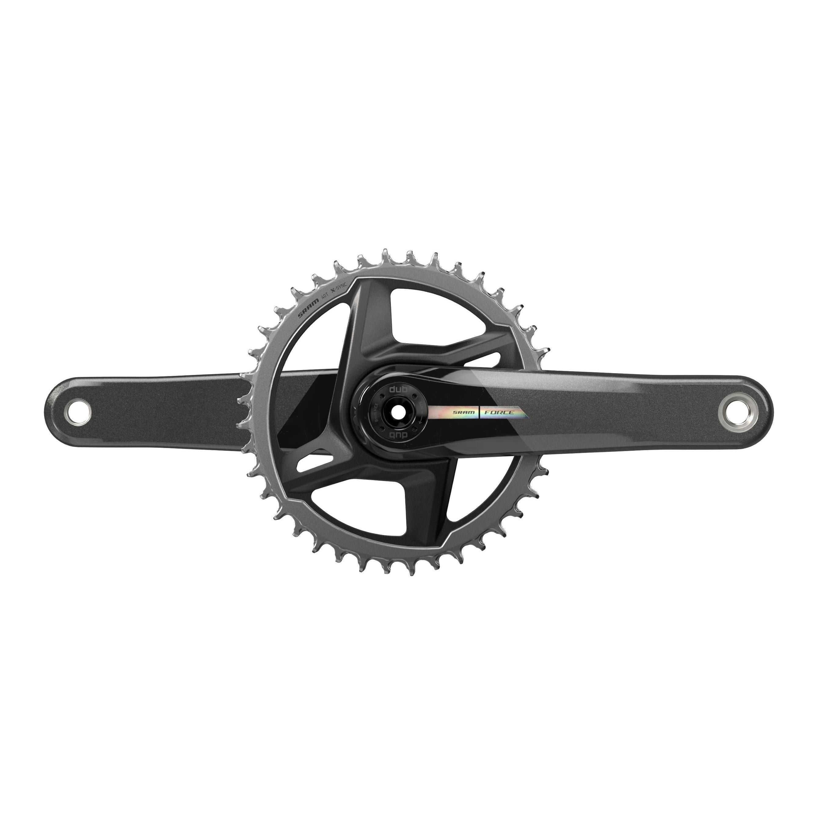 SRAM Force D2 1x DUB Direct Mount Crankset with 40T chainring in unicorn grey, 175mm crank length, 2023 model.