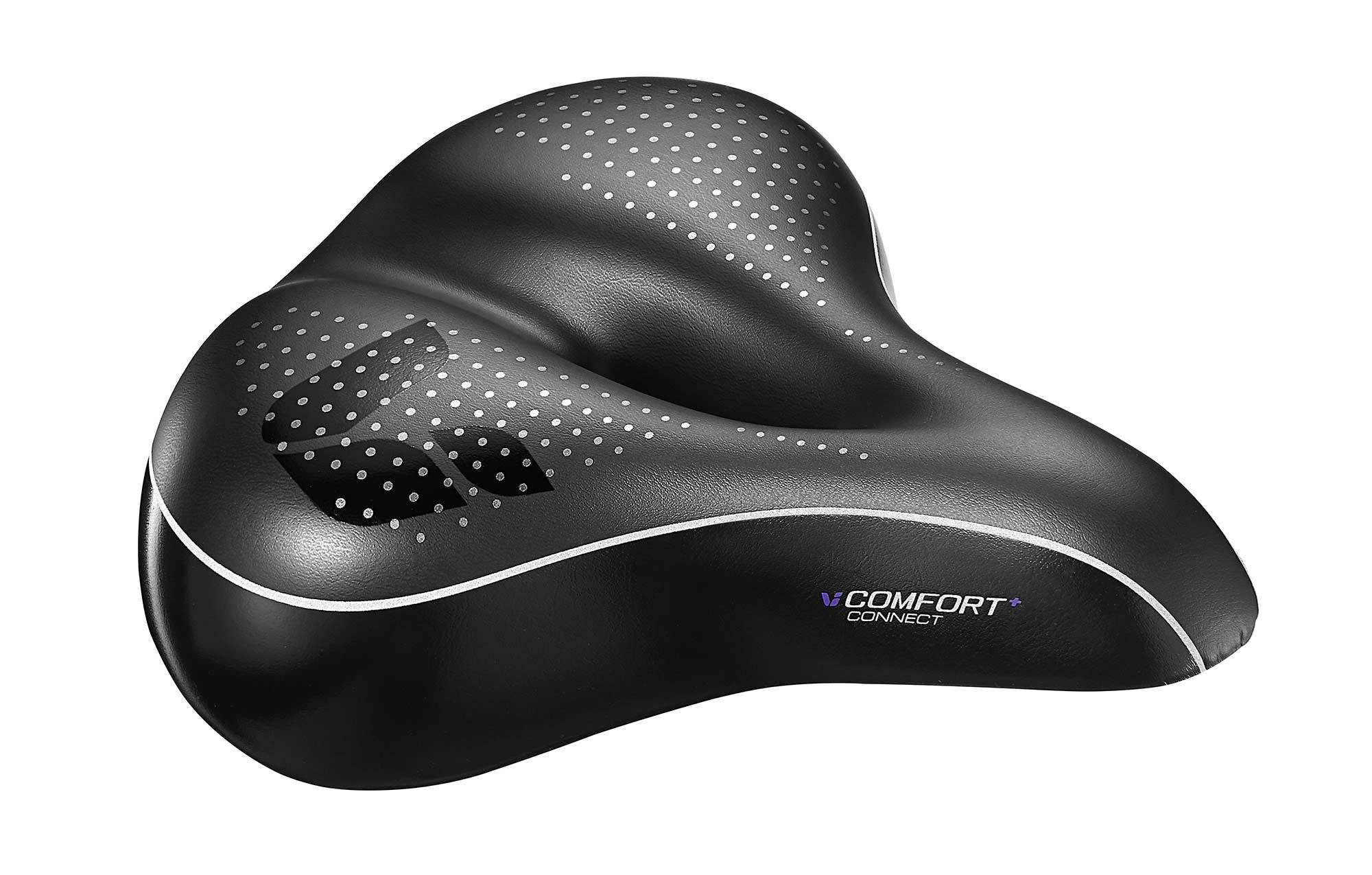 Liv Connect Comfort+ saddle for unisex cycling, featuring pressure relief and support, designed for comfortable bike rides.