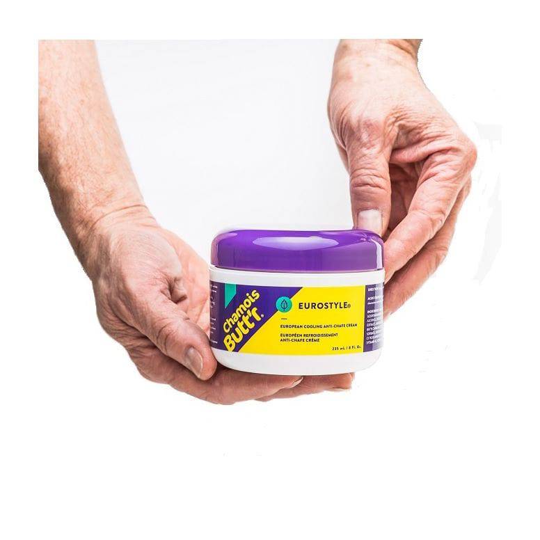 Chamois Butt'r Eurostyle cooling anti-chafe cream for cyclists with menthol and witch hazel in a tube.