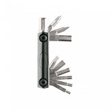 Crankbrothers F11 multi-tool in black with tyre plug and chain link holder for bike maintenance workshop setup