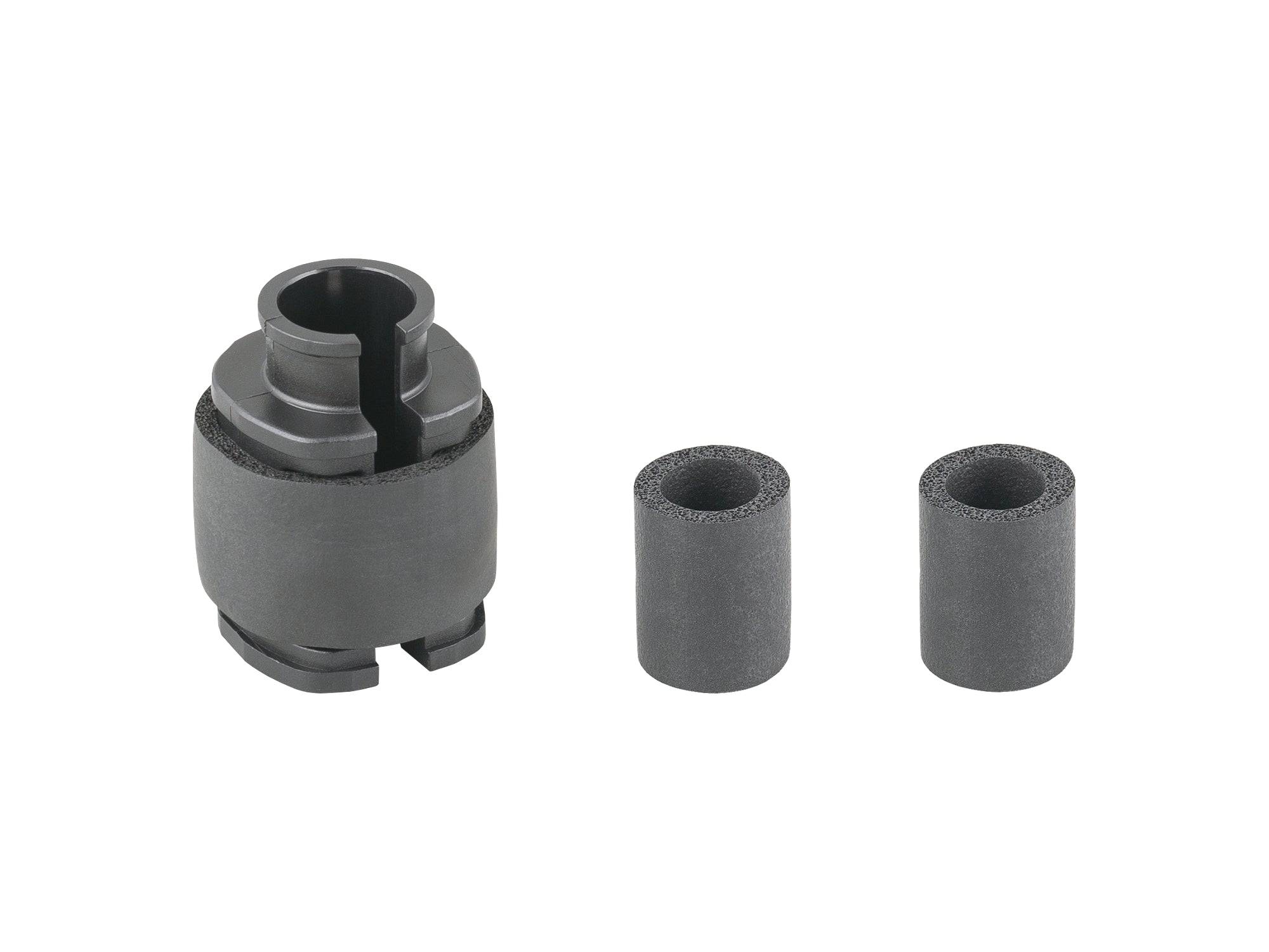 Trek Domane+ LT Di2 SM-BTR2 black battery holder for e-bike components, mounted on Trek e-bike frame.