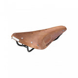 Brooks B17 Softened tan leather bike saddle with black steel rails, showcasing its classic design and durable construction.