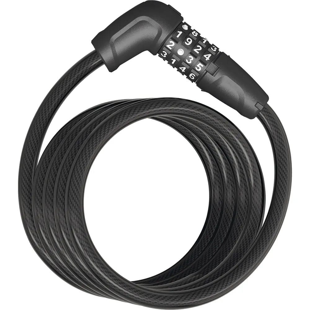 ABUS Coil Cable Lock 6512C/180 BK SCMU Tresor, adjustable 4-digit bike lock with black coil cable and secure locking mechanism