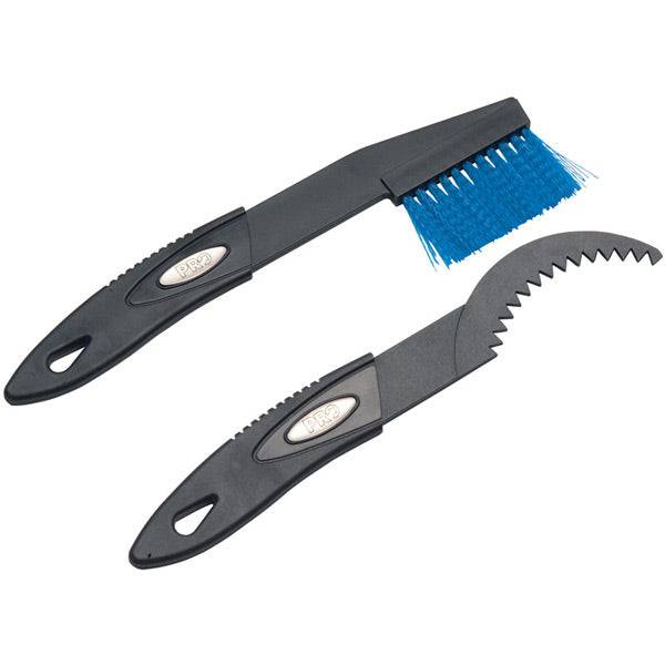 PRO Workshop Scrubber Set with brush and cassette scraper for bike cleaning and maintenance, ideal for thorough workshop use.