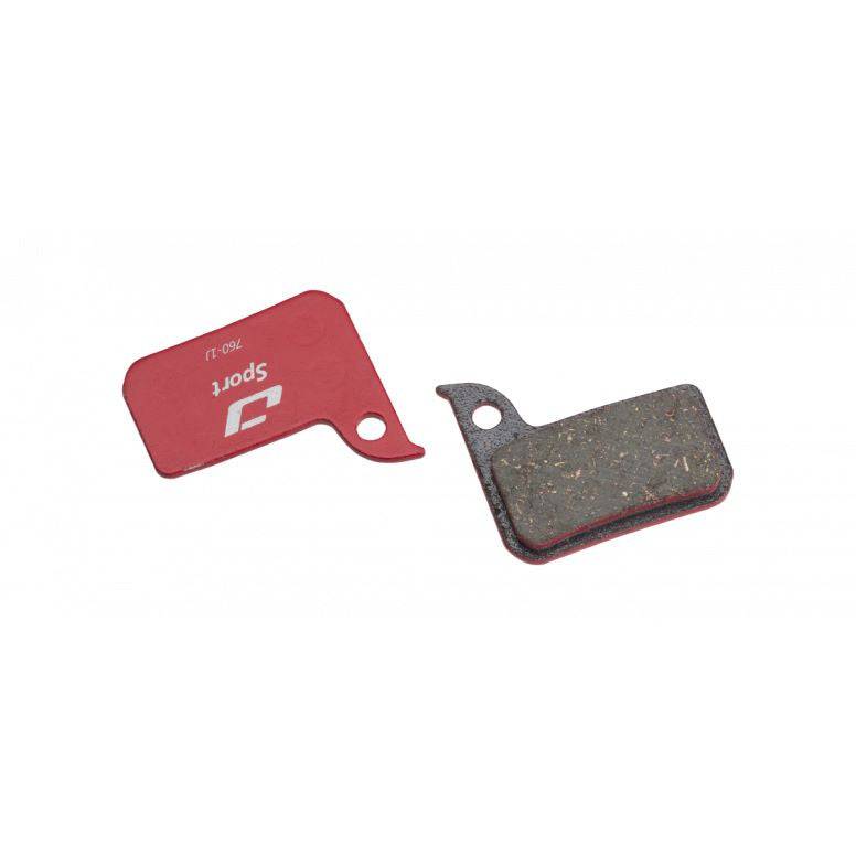 Jagwire Sport semi-metallic disc brake pads for SRAM Road eTap Red Sport bicycle components, shown in close-up view
