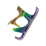 Lezyne CNC Alloy bottle cage in Neo Metallic finish, lightweight durable aluminum bike accessory with sleek design.