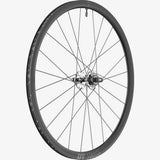 DT Swiss T 1800 rear track wheel with 30mm aero alloy rim, tubeless-ready clincher design, mounted on a bicycle.