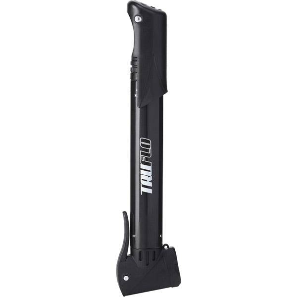 Truflo Micro II mini pump in black with dual head for Presta and Schrader bike valves, compact and portable accessories.