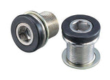 Pair of FSA Steel Crank Bolts for ISIS splined cranksets, durable bike components fastening hardware.