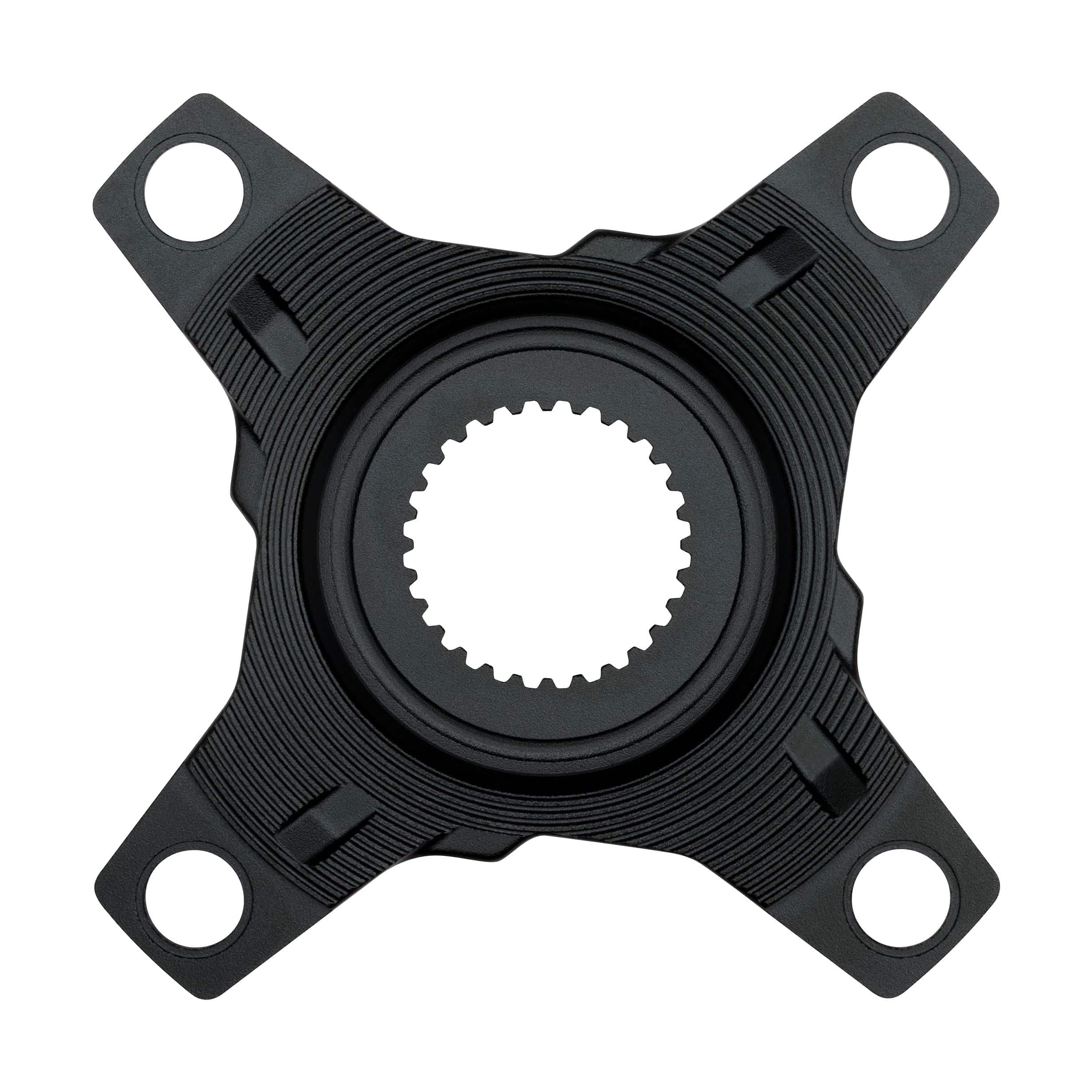 FSA Yamaha ebike spider for PW cranksets, compatible with 104/64mm BCD, showing the black alloy component with bolt holes.