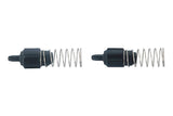 Pair of black Topeak JoeBlow Ace check valve accessories for pump inflation replacement, shown in the image.