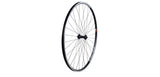 Bontrager AT-750 quick-release 700c front hybrid wheel in black with no cassette, suitable for bike components.