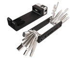 Trek Pro BITS multi-tool in black with 18 functions, compact and durable workshop tool for versatile repair and maintenance tasks.