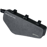 Black Basil Navigator Storm Frame Bag M with reflective logos, waterproof design, and 2.2L capacity, suitable for bike accessories.