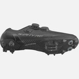 Shimano S-PHYRE XC9 MTB shoes for cross-country cycling, featuring a sleek black design and secure lacing system.