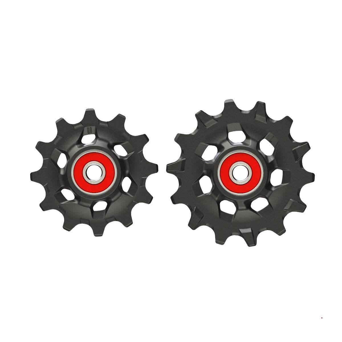 SRAM XX1/X01 Eagle 12-speed rear derailleur pulley kit with 12T upper and 14T lower pulleys in black for mountain bike components.