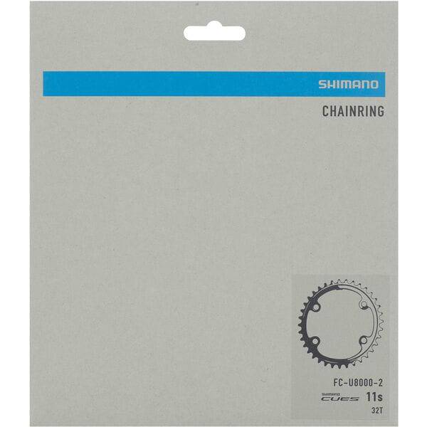 Shimano CUES FC-U8000-2 11-speed double 32T inner chainring for 46-32T cranksets, bike component with teeth and mounting holes.