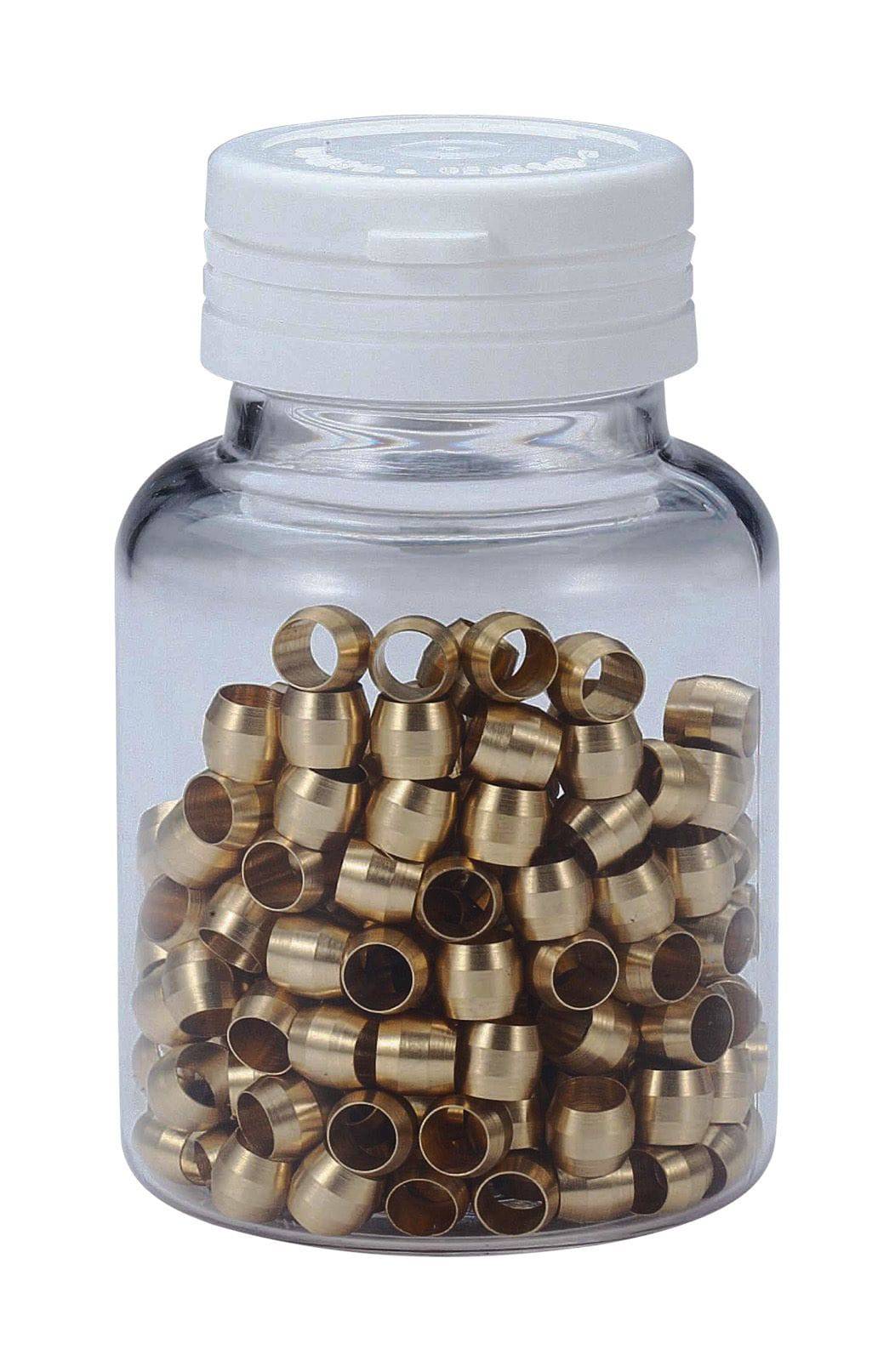 Set of 50 BBB BCB-222 5mm compression olives for Shimano brake systems, shown in a close-up image.