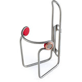 Elite Stainless Steel Tubular Bottle Cage with anti-slip buttons, designed for bike accessories, featuring durable construction and secure hold.