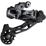 Shimano GRX RD-RX815 Di2 11-speed rear derailleur with Shadow+ for double chainsets, showcasing durable bicycle component design.