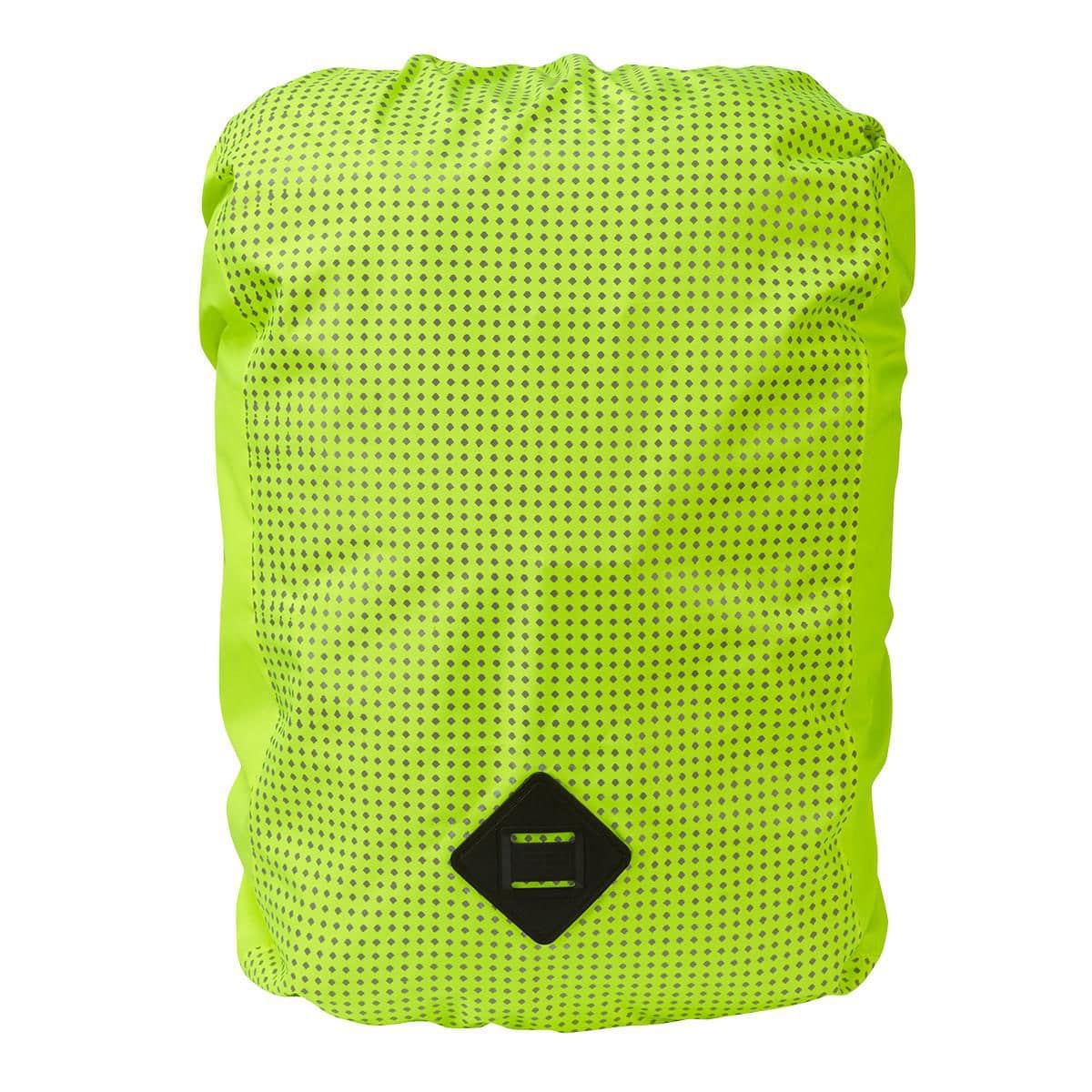 Yellow Altura Nightvision waterproof cycling raincover with reflective safety strips for 20-30L bags, designed for bike accessories.