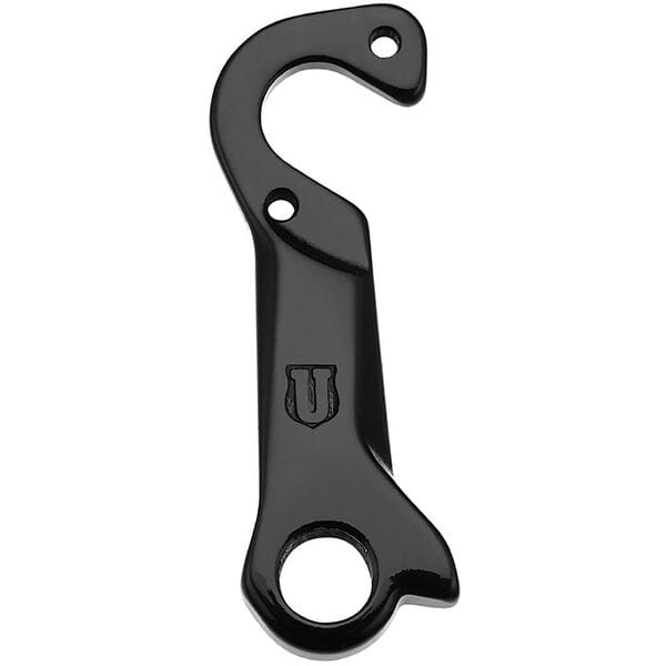 M Part Cube Gear Hanger for bikes, durable bike frame protection component, silver metal part with precise mounting holes.