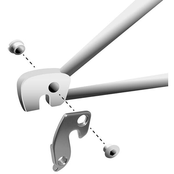 Durable M Part gear hanger for bikes, replacement component suitable for various bike brands, shown in black metal finish.