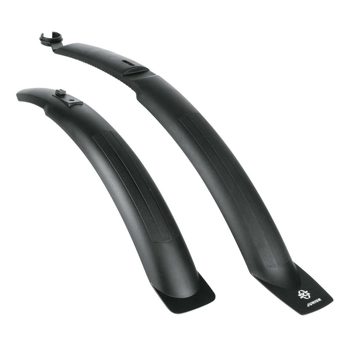 SKS Hightrek Junior 20-inch bike mudguard set for kids, durable plastic mudguards with reflective accents and attachment hardware.