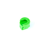 Set of five Fox 34 Float 10cc volume spacers for suspension tuning, showcasing shiny metal components used in bike fork adjustments.
