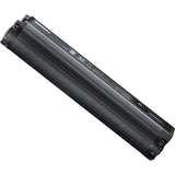 Shimano STEPS BT-E8035 504Wh e-bike battery mounted on frame down tube in black, showcasing integrated design and brand logo.