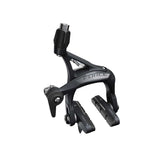 SRAM Force D1 road bike brake caliper with SwissStop pads and 28c tire clearance, close-up of component mounted on bike frame