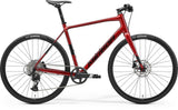 Merida Speeder 500 hybrid bike with hydraulic disc brakes and Sram Apex XLPR groupset, featuring a sleek frame and sporty design.