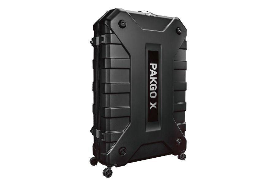 Topeak PakGo X bike case with TSA lock and wheels, durable black bike transport accessory for secure travel.