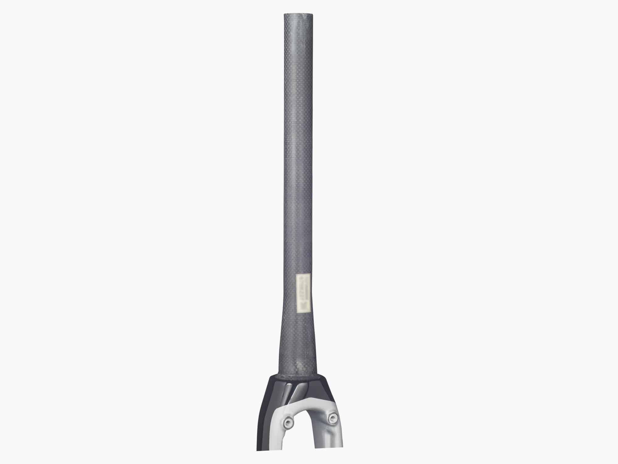 Trek 2017 Domane SLR 8 700C road bike forks with disc and rim brake compatibility, featuring lightweight alloy construction.