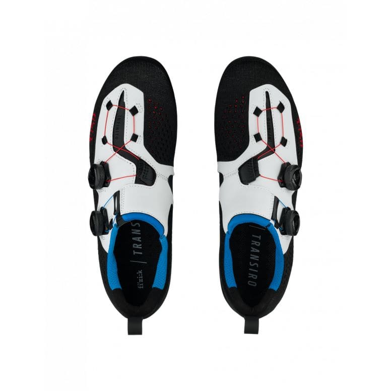 Fizik R1 Transiro road cycling shoe in black and white, size 38, with dual BOA closure and aerodynamic design.